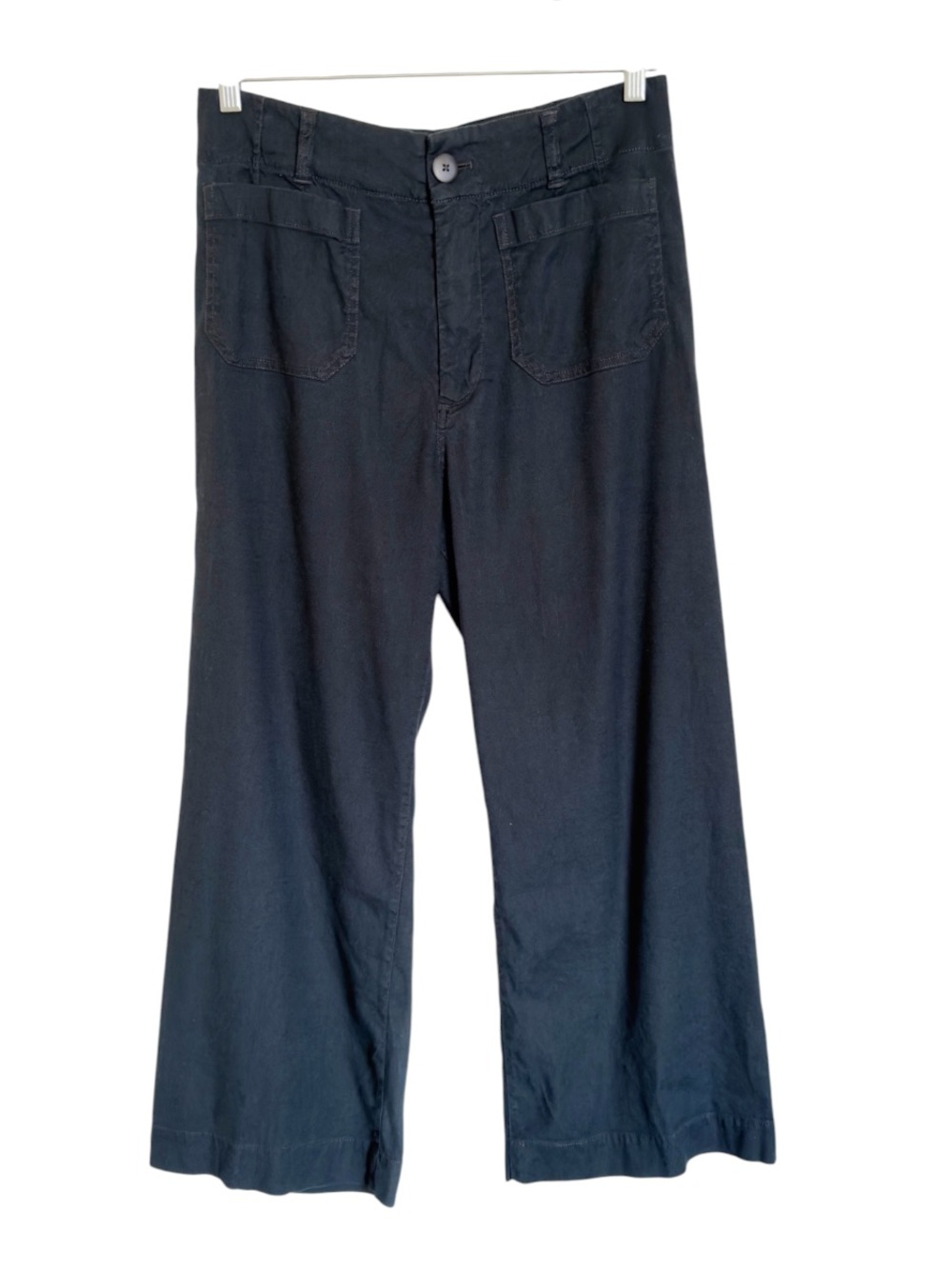 Maeve by Anthropologie The Colette Black Linen Blend Wide-leg Crop Pants size 10